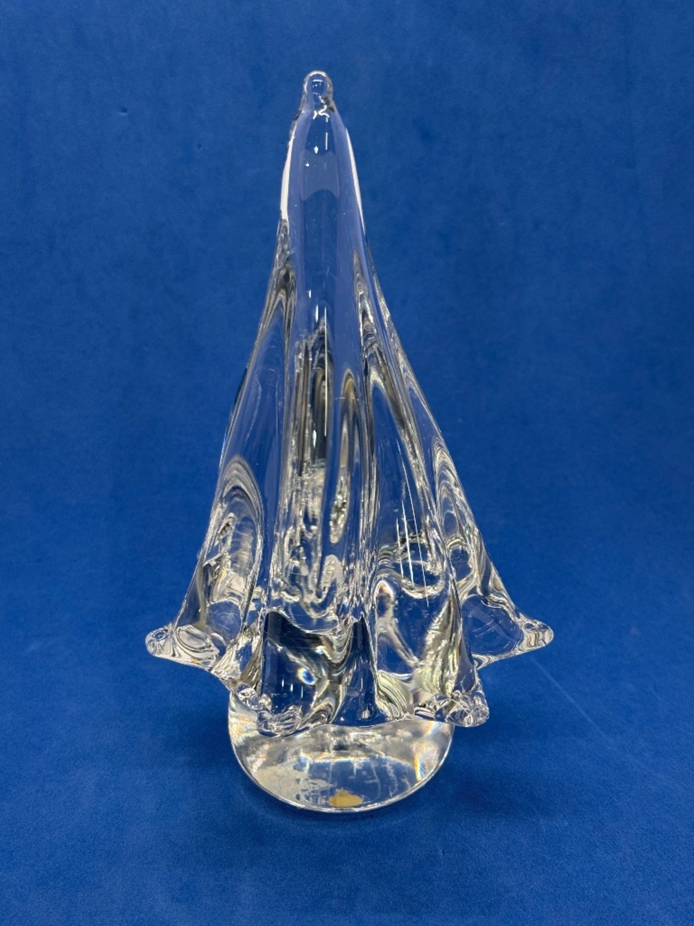 Vintage Silvestri Clear Blown Art Glass Fluted Christmas Tree